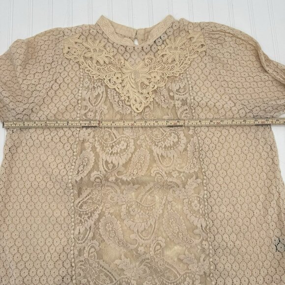 Torrid Size 2 (2X) Mixed Lace Beige Cotton Blend Dressy Casual Coquette - Picture 3 of 7